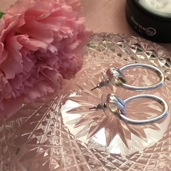 $8 ea. or 3/$15. Shiny Silvetone Door Knocker Earrings - Picture 4 of 7